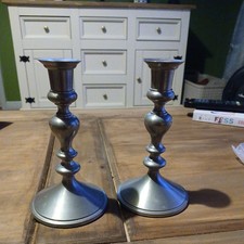 Pair Vintage Pewter Candlesticks  by crown and rose 