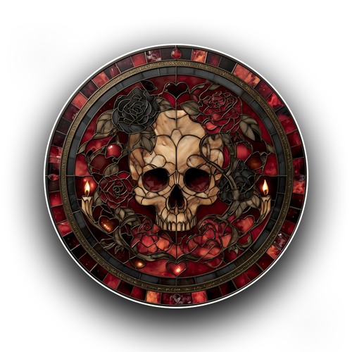 Gothic skull and red - and, roses