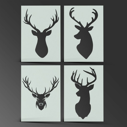 Deer stag stencil shabby chic - deer,