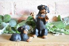 X 2 Vintage HHH Harvey Knox Rottweiler Puppy Dog Ornament Gift Shelf Sitter K