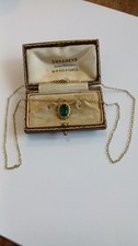 VINTAGE 14ct ROLLED GOLD GREEN STONE NECKLACE