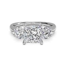 1.60 Ct Princess Cut Real Moissanite Wedding Ring 14K White Gold Solid Size ALL