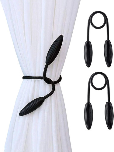Black curtain holdbacks - curtain,