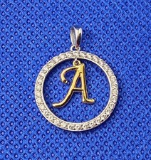 Diamonique Sterling Silver & CZ Letter A Initial Circular Pendant 925 QVC DQCZ