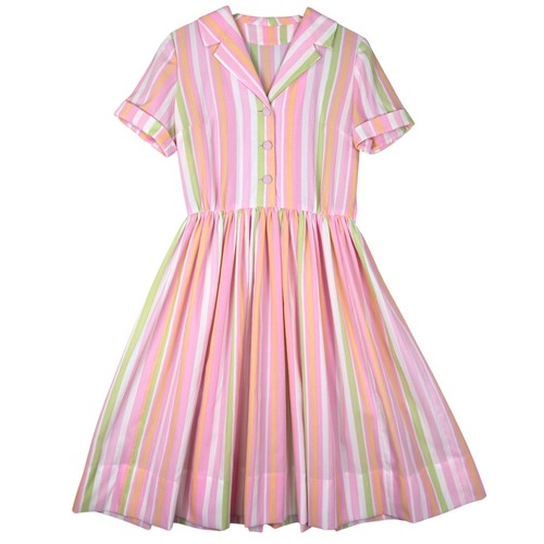 Vintage pink green striped - pink,