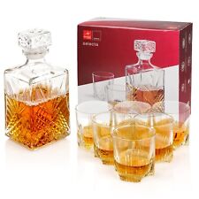 Alcohol Set: 7 Glasses With Wine Whisky Bormioli Rocco Bottle Decanter Gift Box