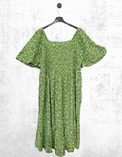 Ex Women’s Maternity Curve Ditsy Print Tiered Dress in Green (A Bit Defect)
