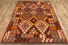 Genuine Vintage Hand Woven Afghan/Turkish Kilim Pure Wool Rug, 220X158 CM
