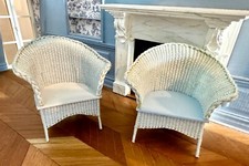 Dolls house miniature 1:12 ARTISAN pair of LLoyd Loom chairs by CHICKEN LITTLE