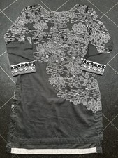 KAMEEZ READYMADE SIZE SMALL GREY LINEN ALKARAM PAKISTANI SUMMER KURTA SHIRT 