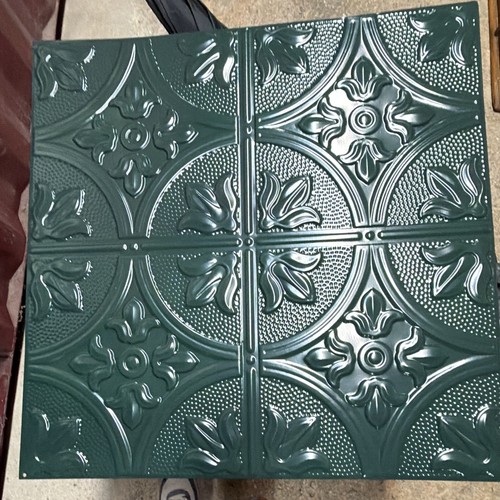Green metal ceiling tile - green,