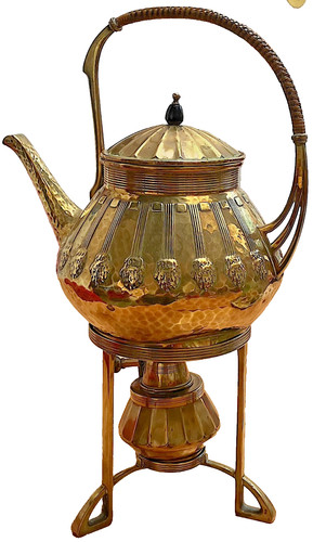 Wmf art nouveau brass tea - art,
