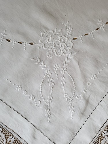 Edwardian linen tablecloth - edwardian,