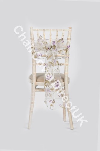 Purple floral organza chair - floral,