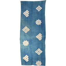 Antique Japanese Indigo Dyed Cotton Fabric Katazome Geometric Pattern BRKW153