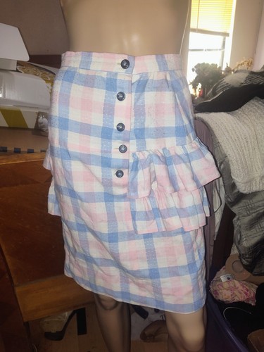 Blue pink white plaid vintage - blue,