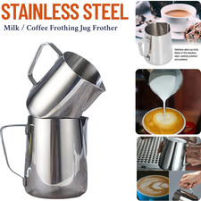 STAINLESS STEEL MILK / COFFEE FROTHING JUG FROTHER LATTE CONTAINER METAL PITCHER