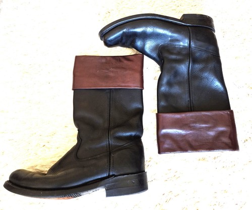Vintage black leather riding - black,