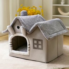 Cat Bed Super Soft Large Grey Cat/Dog Igloo Pet Bed Warm House/ Puppy/Kitten