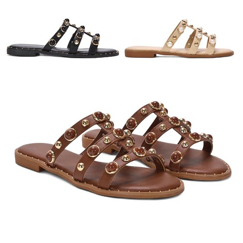 Women pearl studded slip on - pearl,