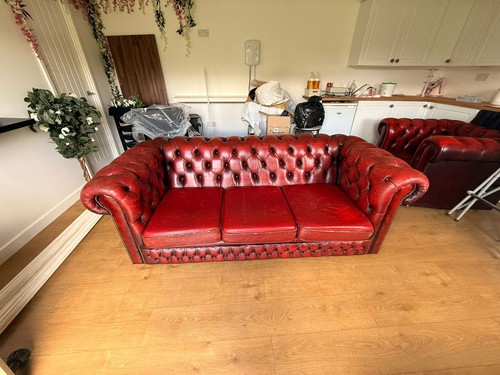 Oxblood leather chesterfield - oxblood,