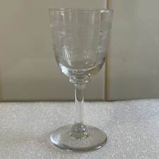 Antique Etched Greek Key - Meander - Pattern Port Sherry Liqueur Glass