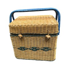 Vintage Wicker Picnic Basket Jeff Banks ‘Ports Of Call’ Handles Retro