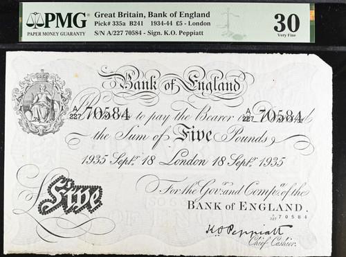 White five pound bank note - £5,