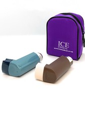 Purple ICE Medical 2 Inhaler Medication Bag Case (Small) - Asthma, Travel, Home