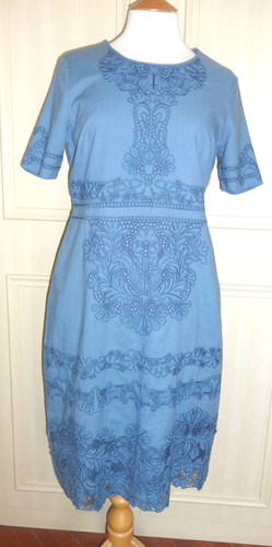 Designer blue cotton lace - designer, cut
