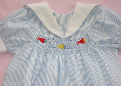 Smocked sailor romper vintage - smocked,
