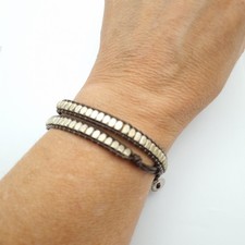 Stella & Dot Wrap Bracelet Leather Double Wrap 