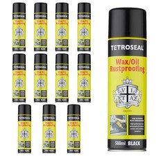 Tetroseal Wax Oil Black Car Body Underseal Shutz Aerosol Sealant Spray 500ml x12