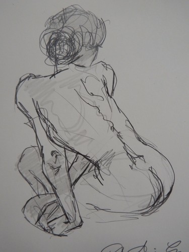Pencil drawing nude female