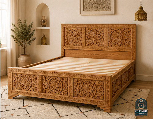 Luxury moroccan cedar wood bed - luxury,