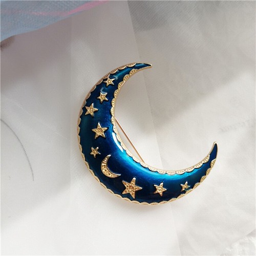 1pc moon shape brooch blue - 1pc,