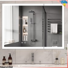 Wall Mounted LED Bathroom Mirror Cabinet Storage with Demister Lights 1000x600mm