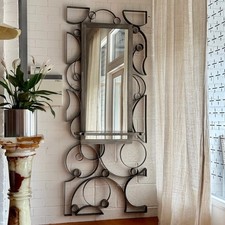HUGE WALL HUNG METAL HALLWAY SALON MIRROR