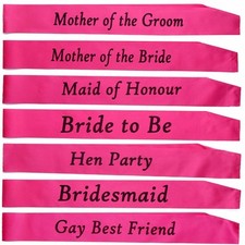 PINK HEN PARTY SASH Bridesmaid Mother Party Accessories Night out Black White