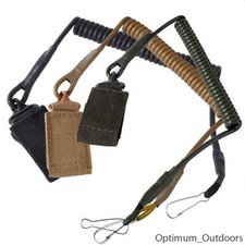 Pistol Handgun Coiled Lanyard Hand Gun Bungee Tactical Spring Coil w Clip UK