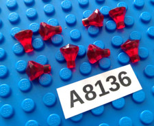 LEGO GENUINE RED GEM CRYSTAL JEWEL DIAMOND  8 PIECES (A8136)(B)