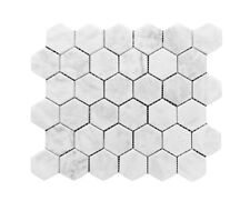 Carrara White Gray 2" Hexagon Glossy Marble Mosaic Floor Tile Backsplash Bath