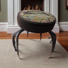 Antique Taxidermy Antler Stool