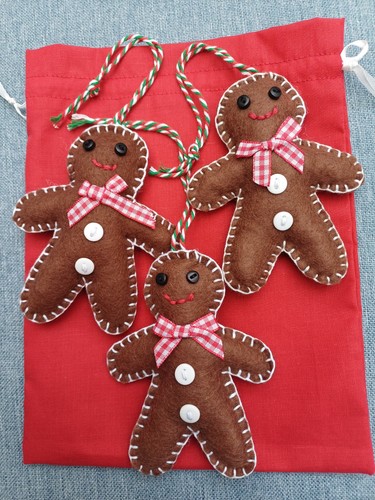 Handmade felt gingerbread men - handmade,