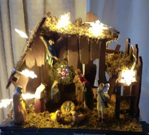 Vintage celluloid nativity set - vintage,