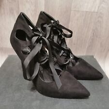 Atmosphere COURT SHOES FAUX SUEDE HIGH HEEL UPPER LACE UP DETAIL BLACK UK 5