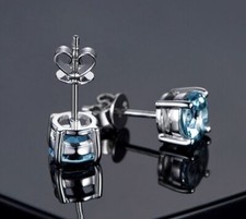 Womens 925 Sterling Silver Cubic Zirconia Round Stud Earrings Jewellery Gift