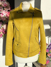 NEXT  Women’s Mustard Yellow  Faux Suede  Biker Style Jacket  Size UK 12  NWOT