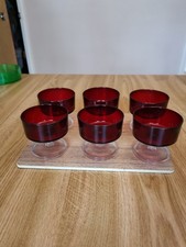 6xVintage 1970s Luminarc Ruby