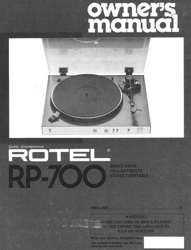 Rotel 700 turntable owners - rotel, rp-700